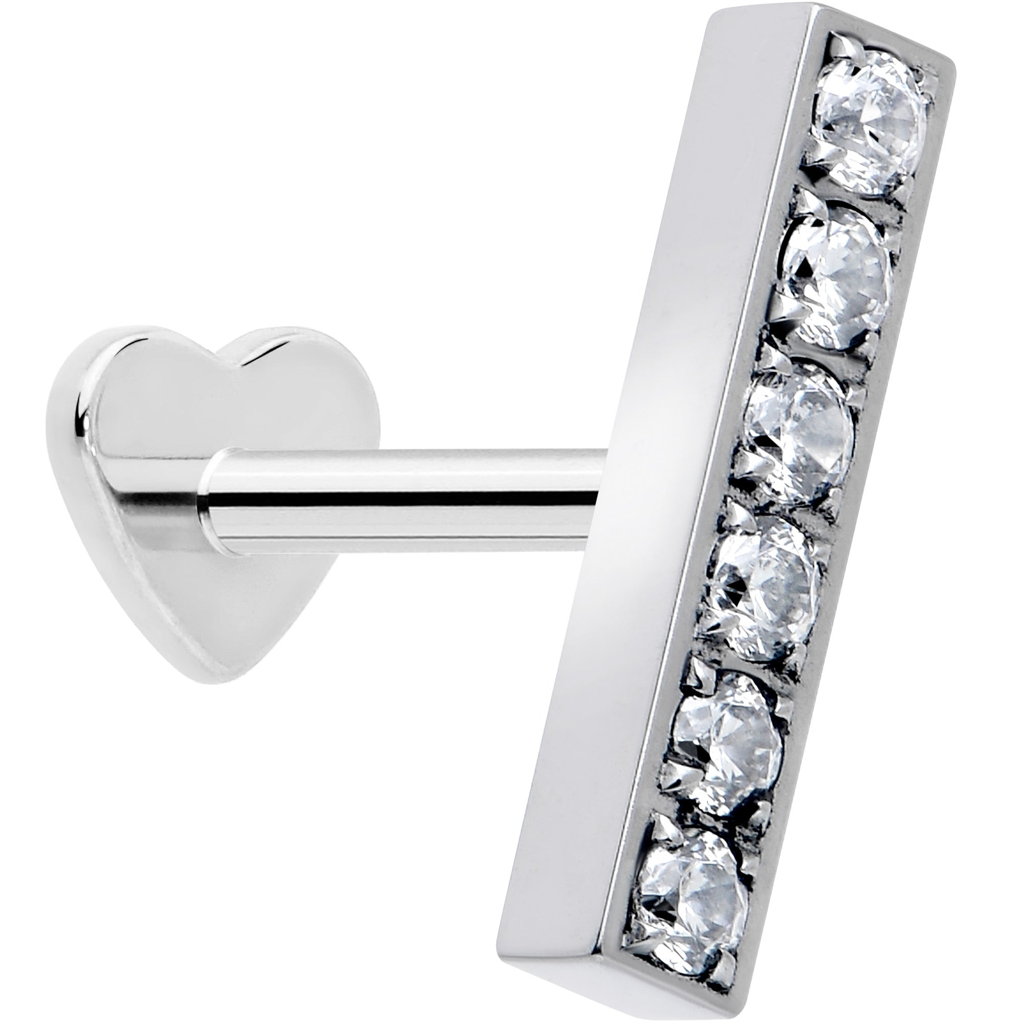 BodyCandy 18G 1/4 Clear Gem Implant Grade Titanium Threadless Bar Reversible Flatback Stud — main product shot