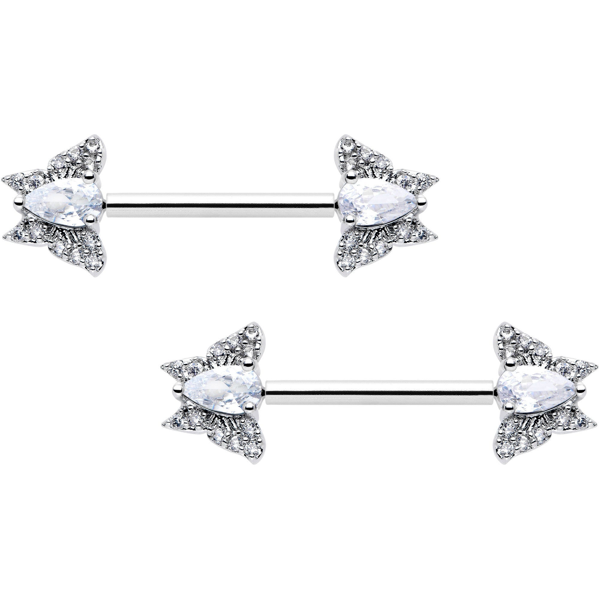 BodyCandy 14G 9/16 Style Butterfly Threadless Nipple Ring Set — in-use photo