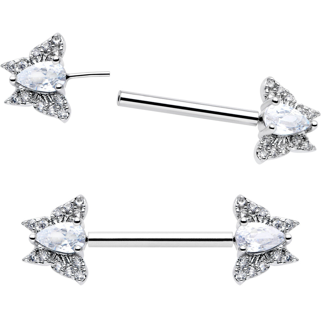 BodyCandy 14G 9/16 Style Butterfly Threadless Nipple Ring Set — detail close-up