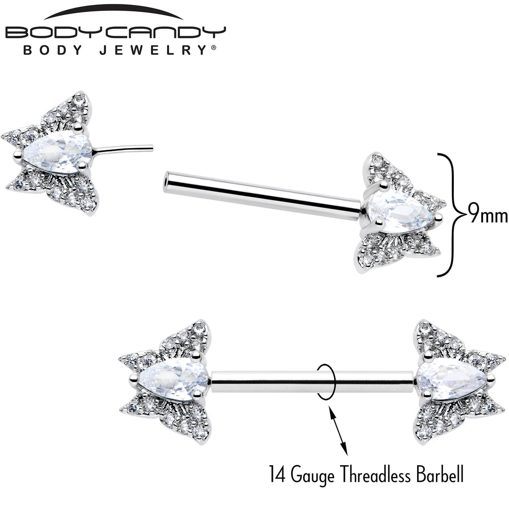 BodyCandy 14G 9/16 Style Butterfly Threadless Nipple Ring Set — lifestyle context