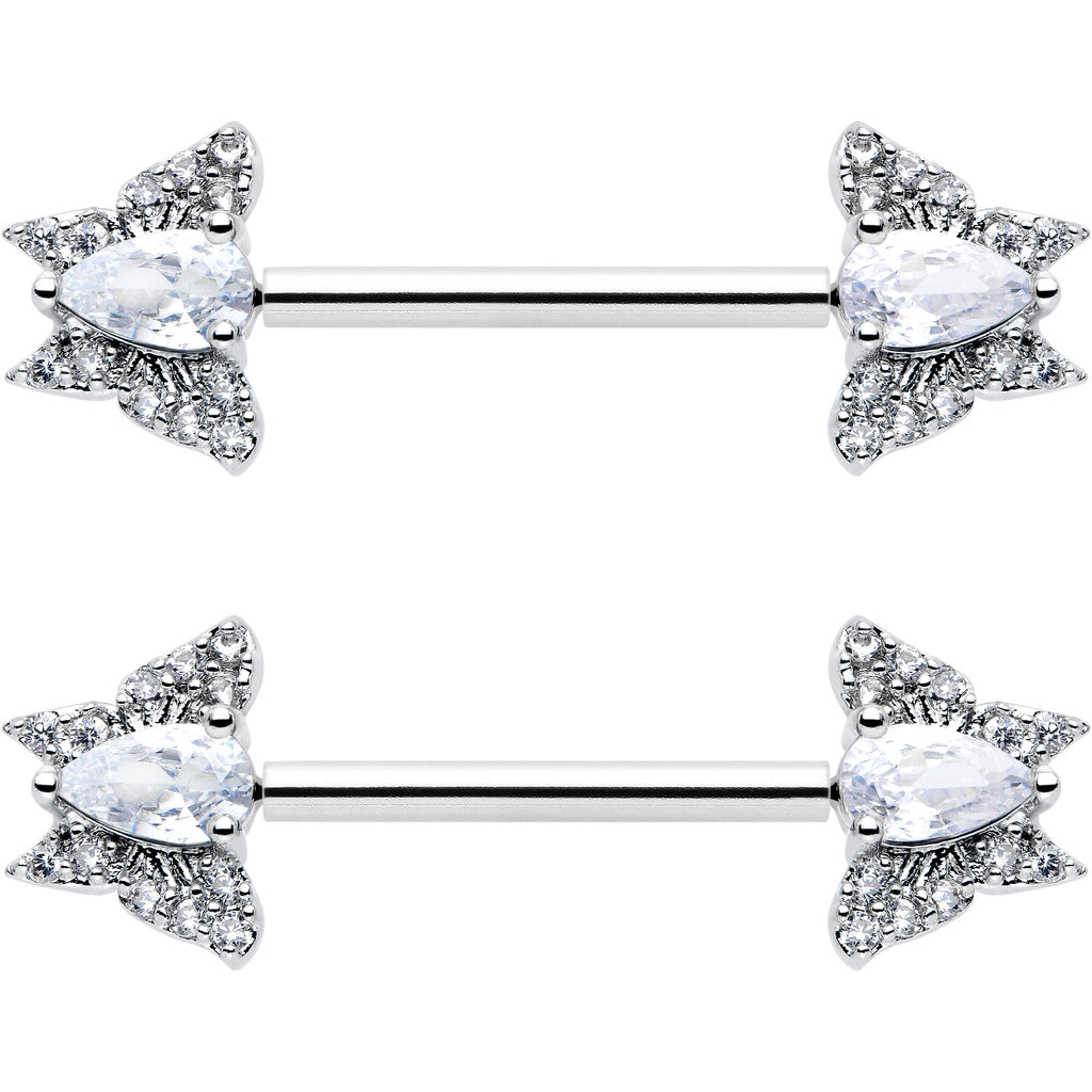 BodyCandy 14G 9/16 Style Butterfly Threadless Nipple Ring Set — back view