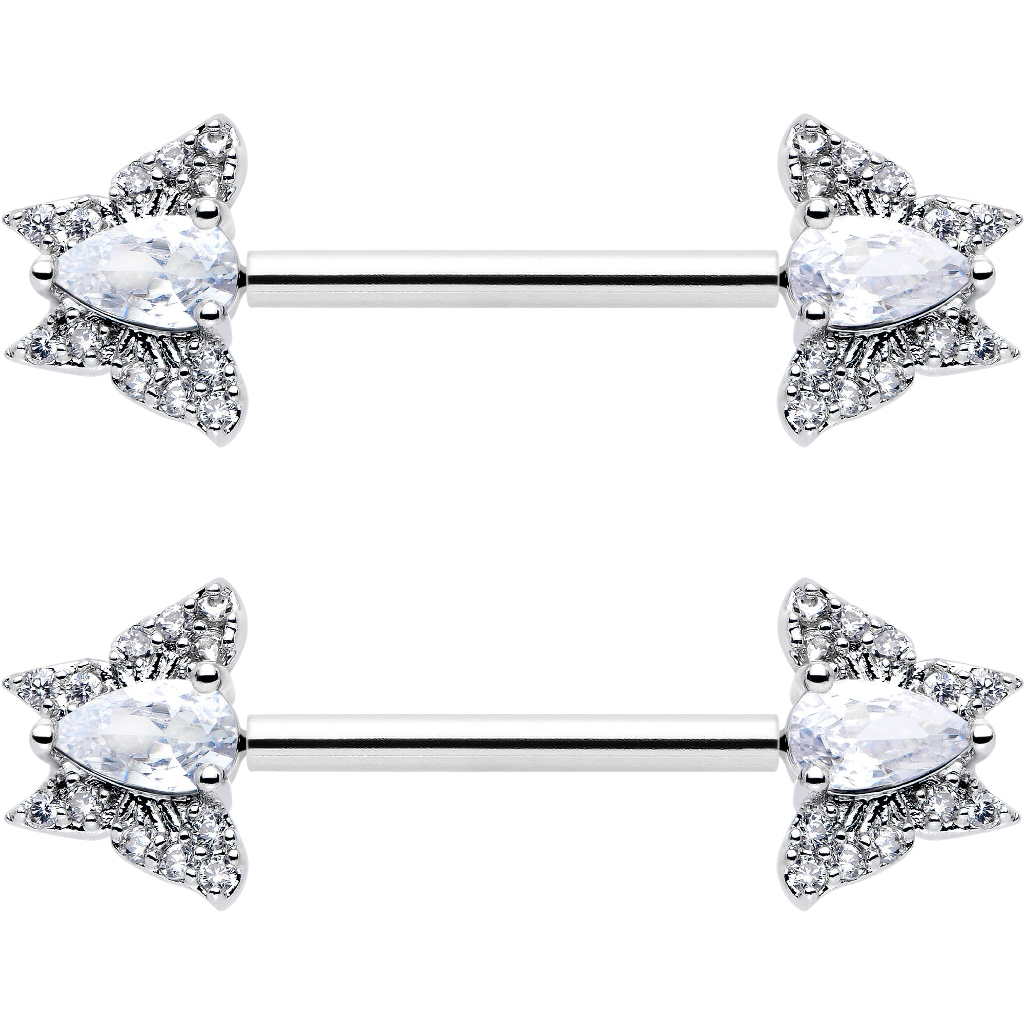 BodyCandy 14G 9/16 Style Butterfly Threadless Nipple Ring Set — back view