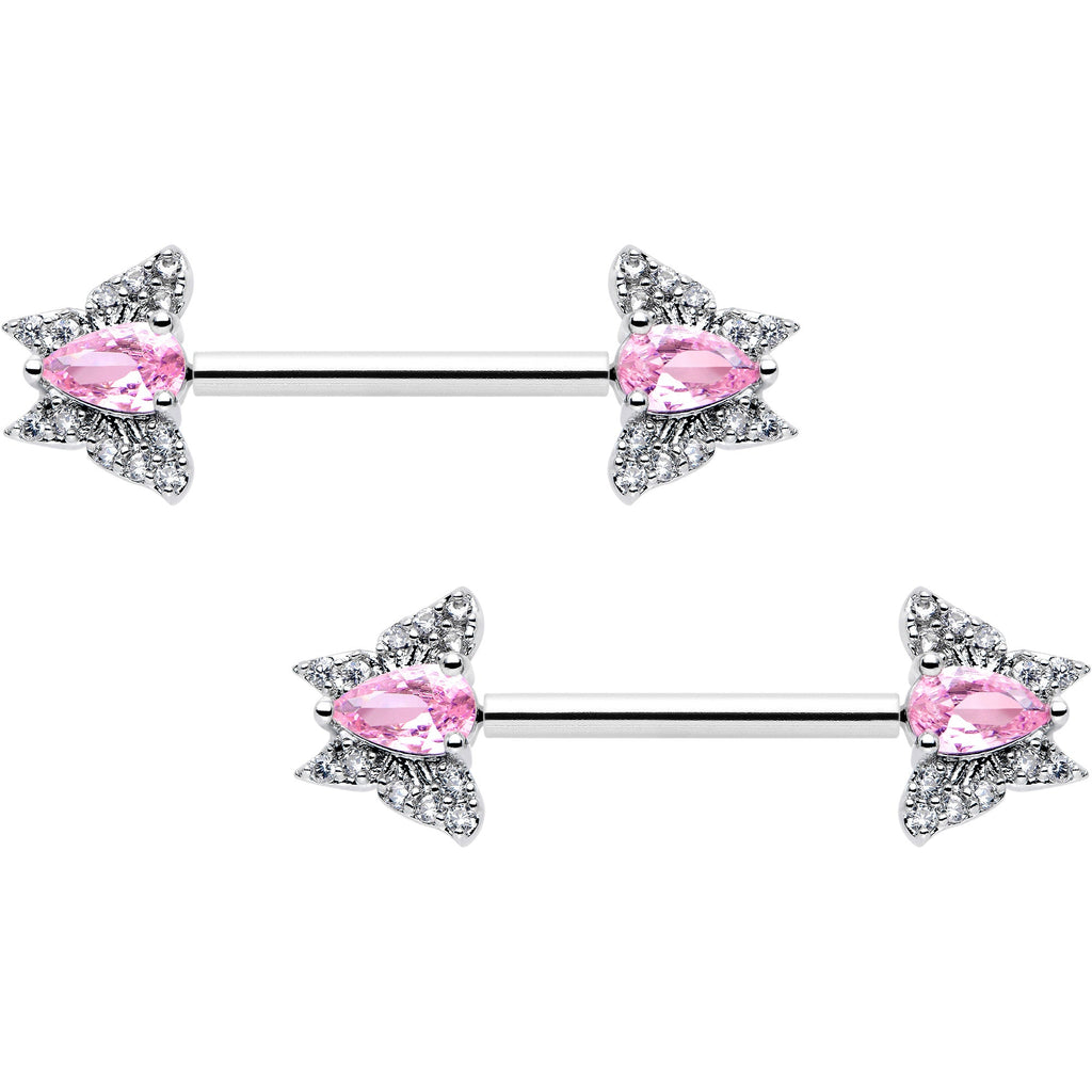 BodyCandy 14G 9/16 Style Butterfly Threadless Nipple Ring Set — size reference