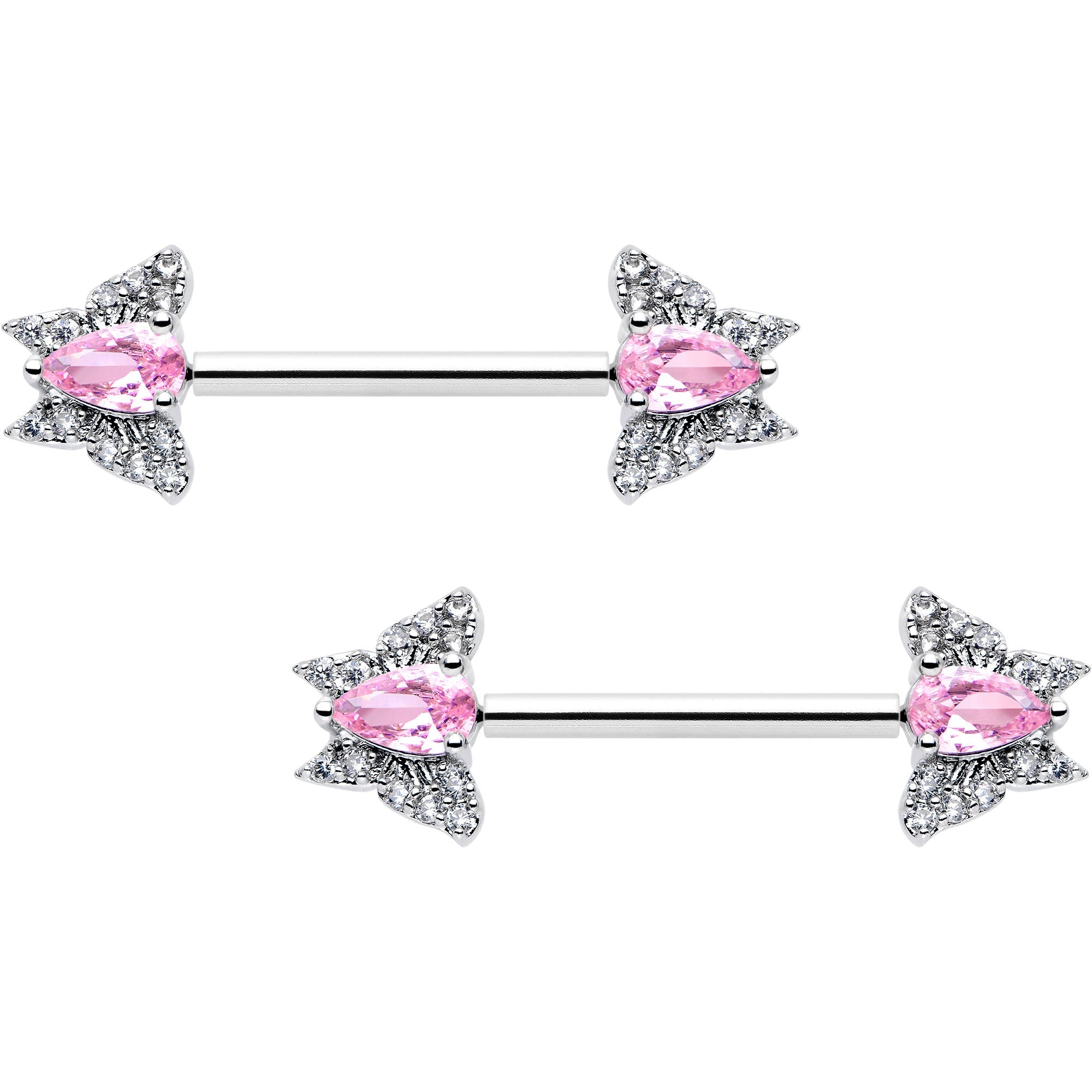 BodyCandy 14G 9/16 Style Butterfly Threadless Nipple Ring Set — size reference
