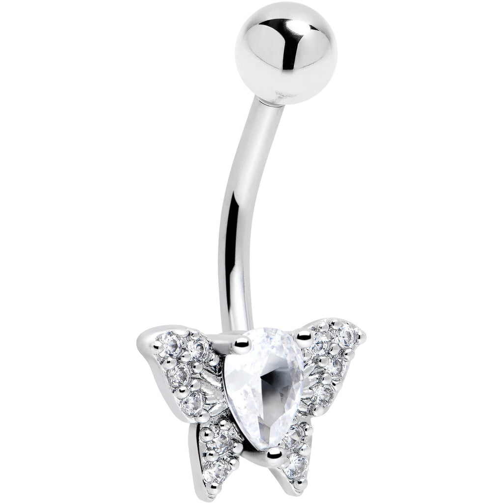 BodyCandy Cubic Zirconia Style Butterfly Belly Ring — in-use photo