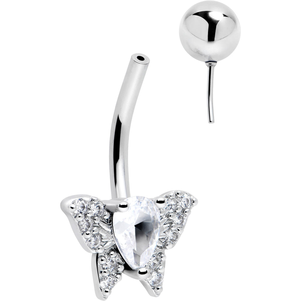 BodyCandy Cubic Zirconia Style Butterfly Belly Ring — detail close-up