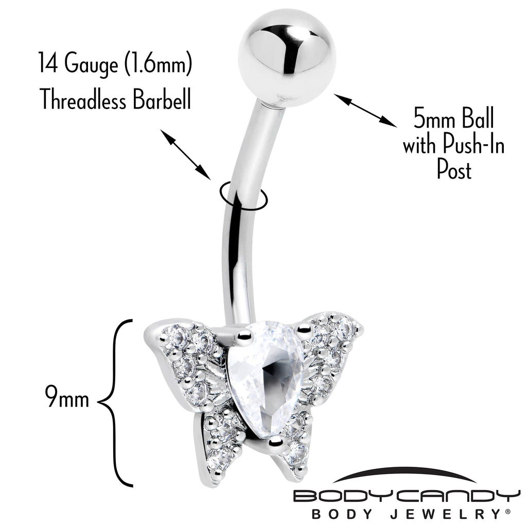 BodyCandy Cubic Zirconia Style Butterfly Belly Ring — side view