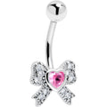 BodyCandy Cubic Zirconia Heart Bow Belly Ring — in-use photo