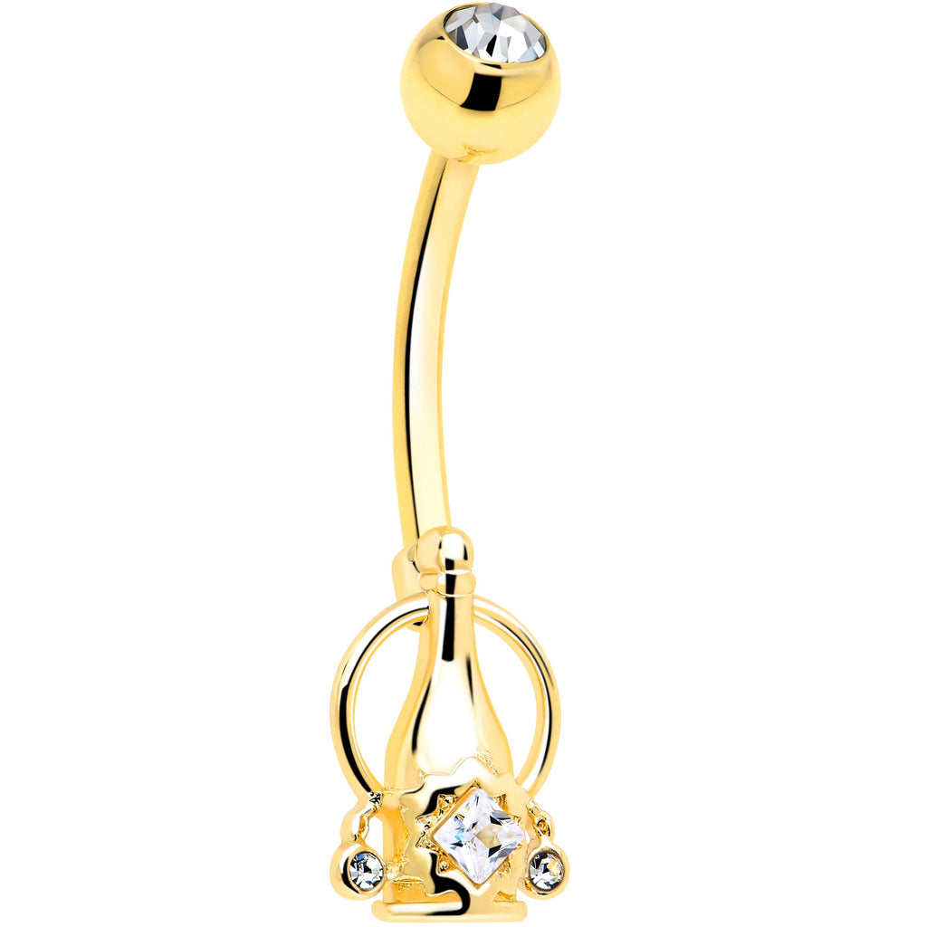 BodyCandy Clear Gem Champagne Dreams Dangle Belly Ring — side view