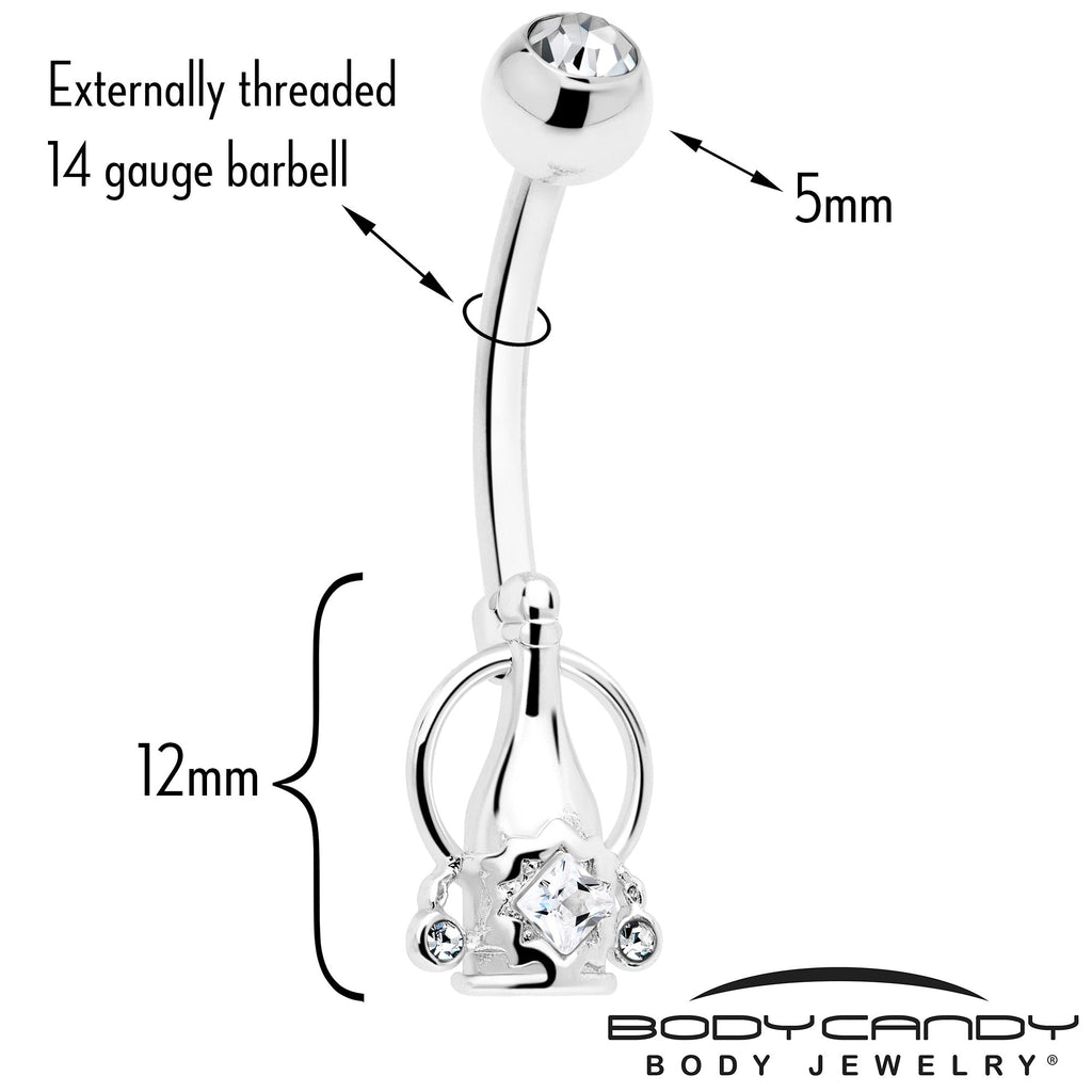 BodyCandy Clear Gem Champagne Dreams Dangle Belly Ring — detail close-up