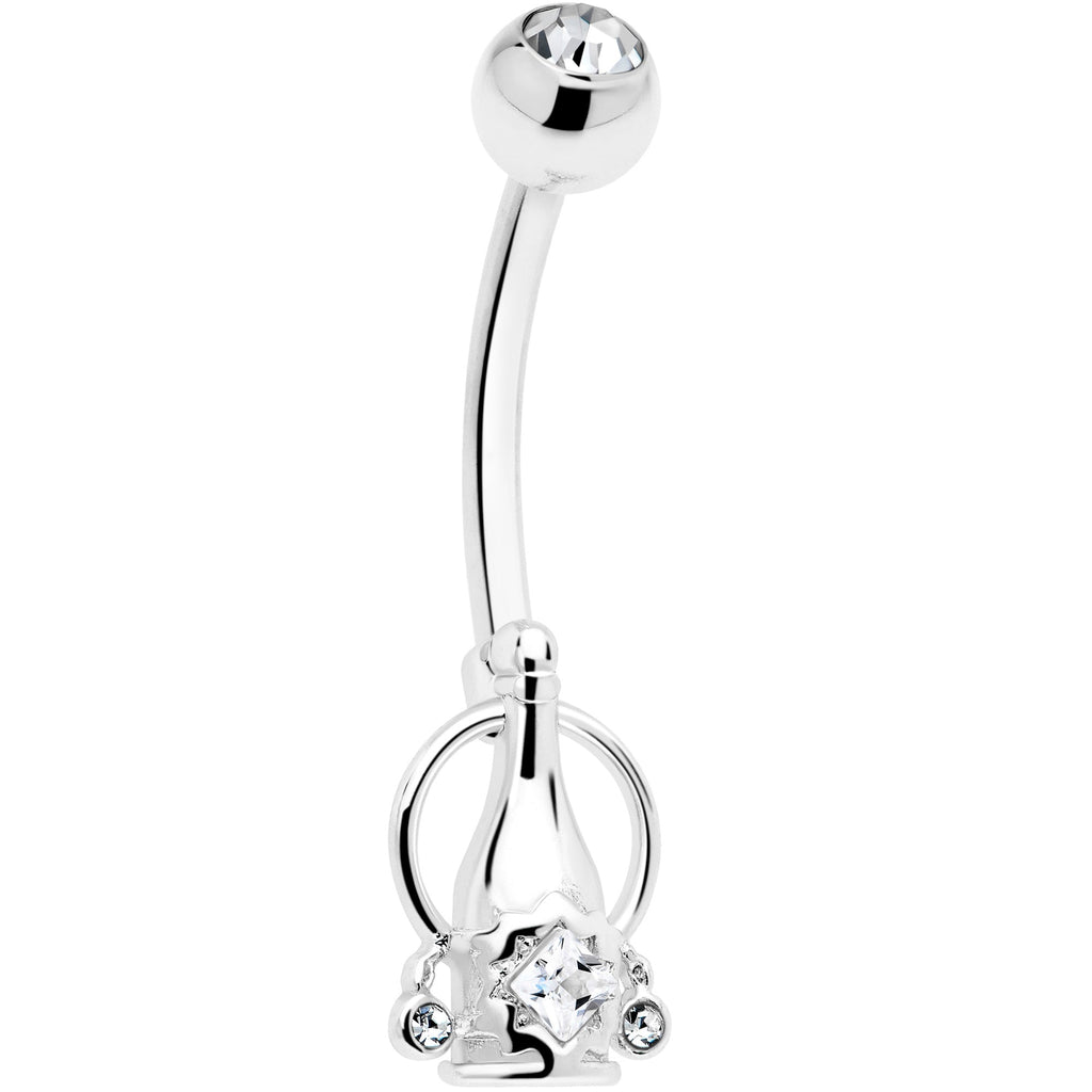 BodyCandy Clear Gem Champagne Dreams Dangle Belly Ring — main product shot