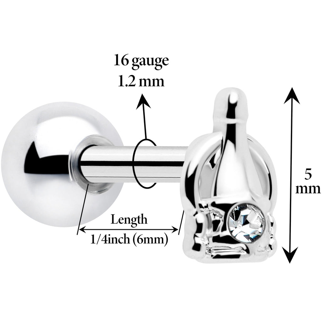 BodyCandy 16G 1/4 Clear Gem Champagne Dreams Cartilage Tragus Earring — detail close-up