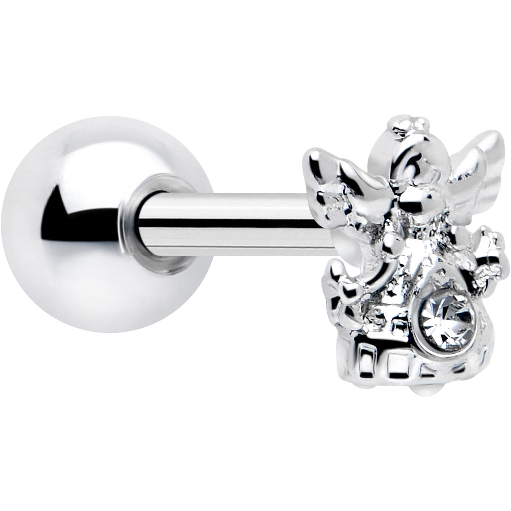 16G 1/4 Clear CZ Gem Fabulous Angel Cartilage Tragus Earring