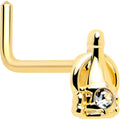 BodyCandy 20G 7mm Clear Gem Champagne Dreams L Shape Nose Ring — alternative angle
