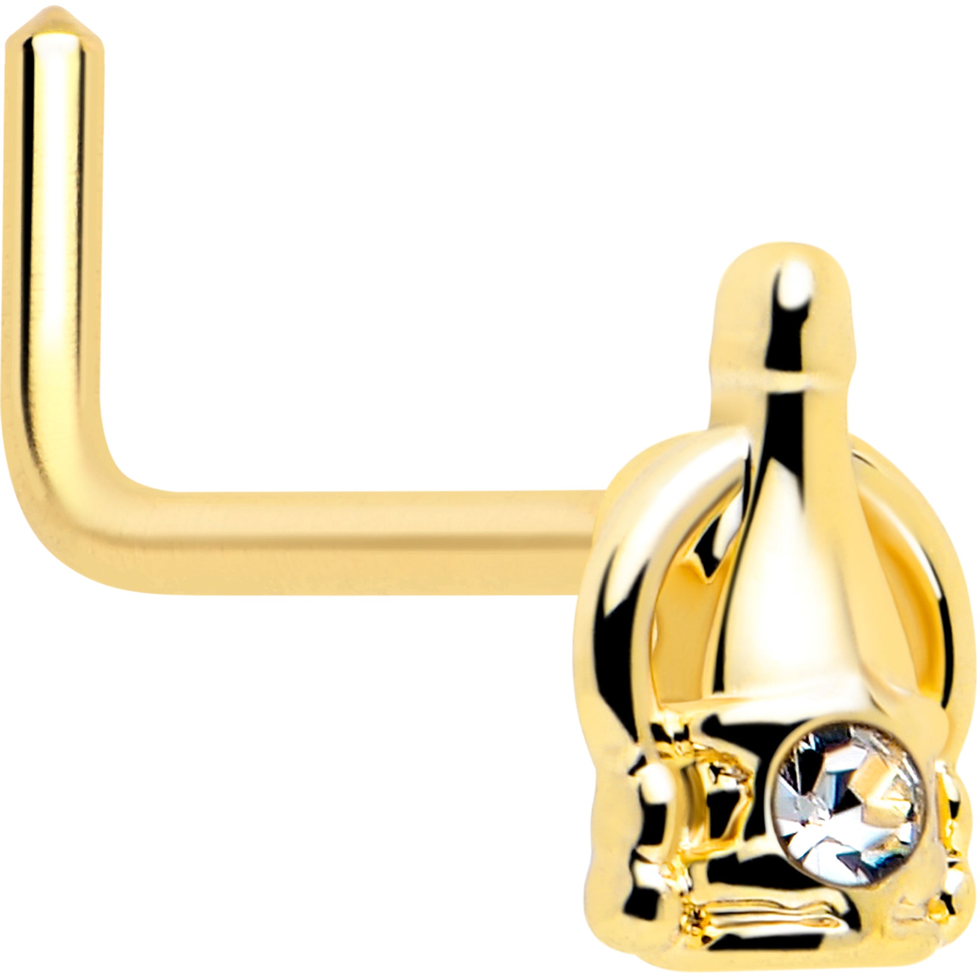 BodyCandy 20G 7mm Clear Gem Champagne Dreams L Shape Nose Ring — alternative angle