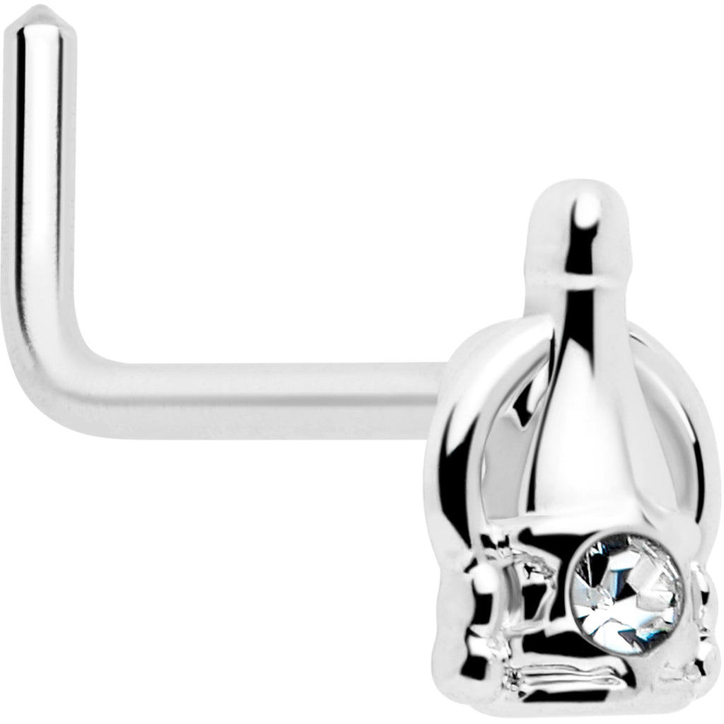 BodyCandy 20G 7mm Clear Gem Champagne Dreams L Shape Nose Ring — in-use photo