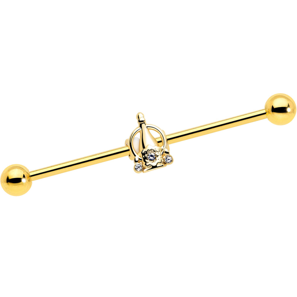 BodyCandy 14G Clear Gem Champagne Dreams Industrial Barbell 38mm — alternative angle