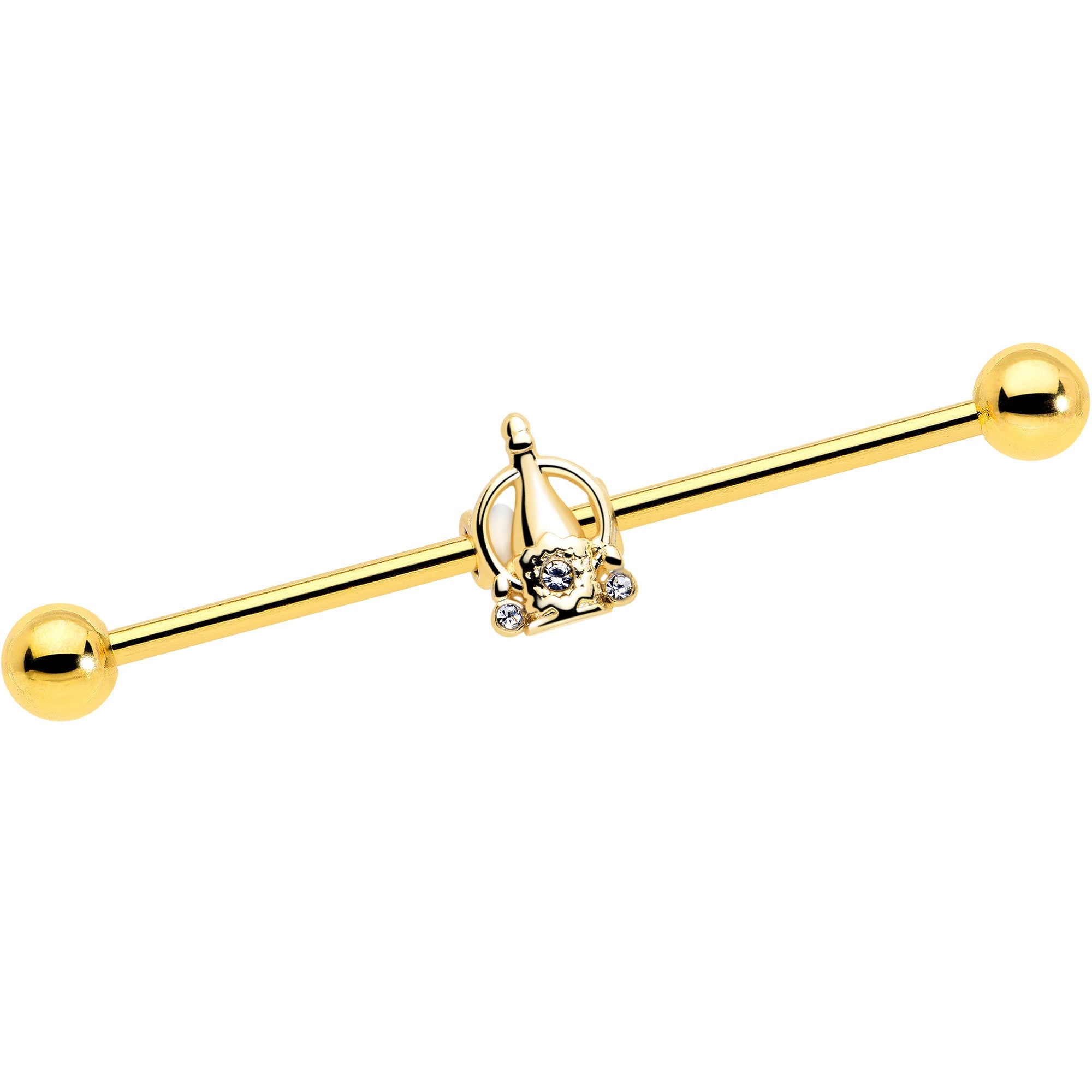BodyCandy 14G Clear Gem Champagne Dreams Industrial Barbell 38mm — alternative angle