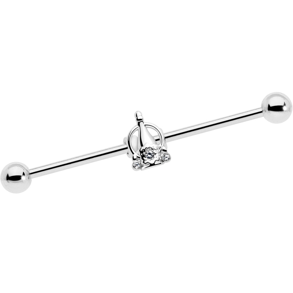 BodyCandy 14G Clear Gem Champagne Dreams Industrial Barbell 38mm — in-use photo
