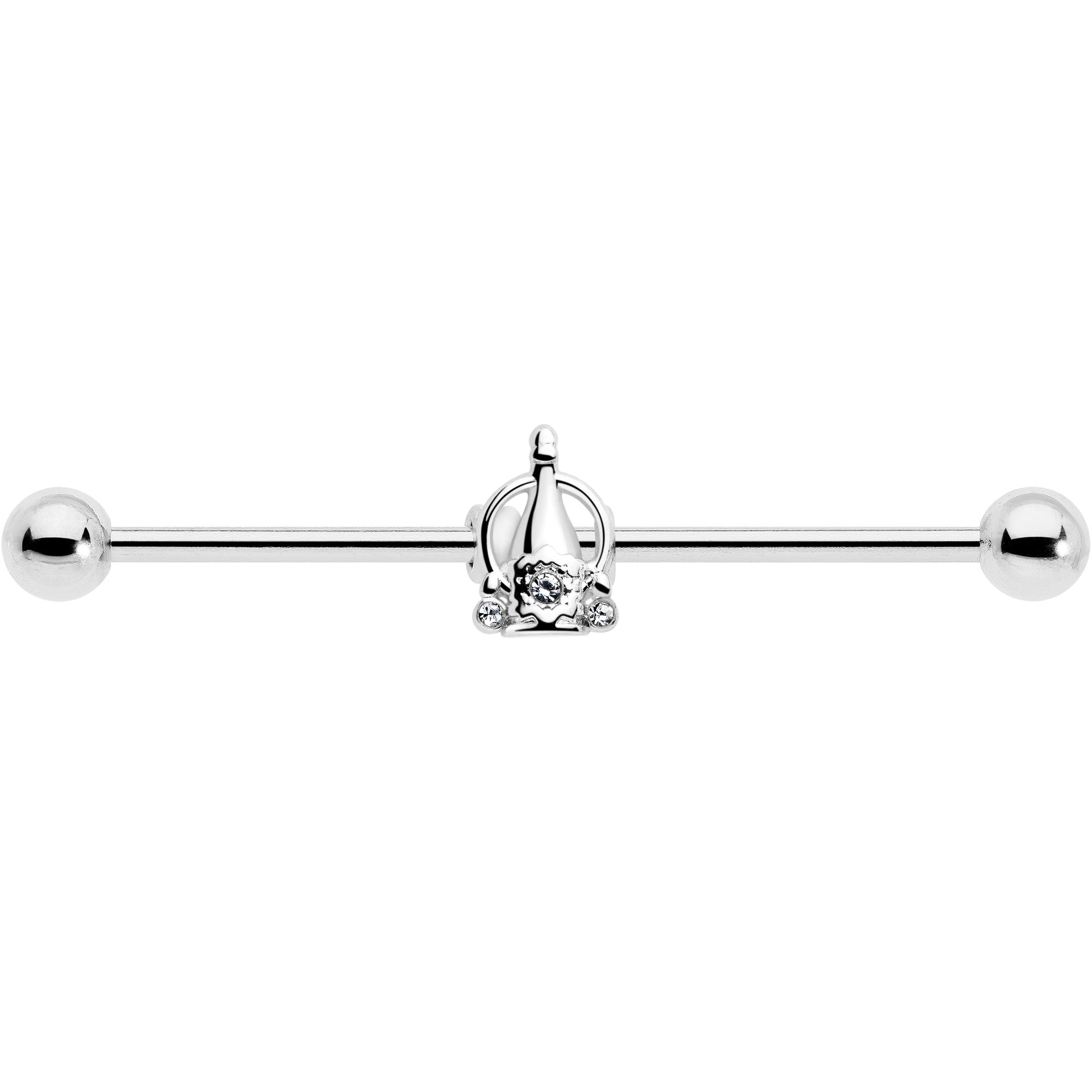 BodyCandy 14G Clear Gem Champagne Dreams Industrial Barbell 38mm — lifestyle context