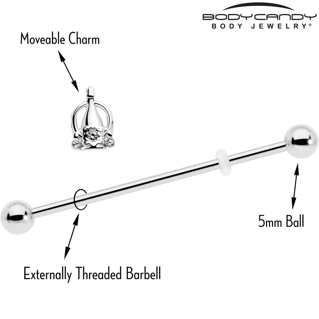 BodyCandy 14G Clear Gem Champagne Dreams Industrial Barbell 38mm — side view