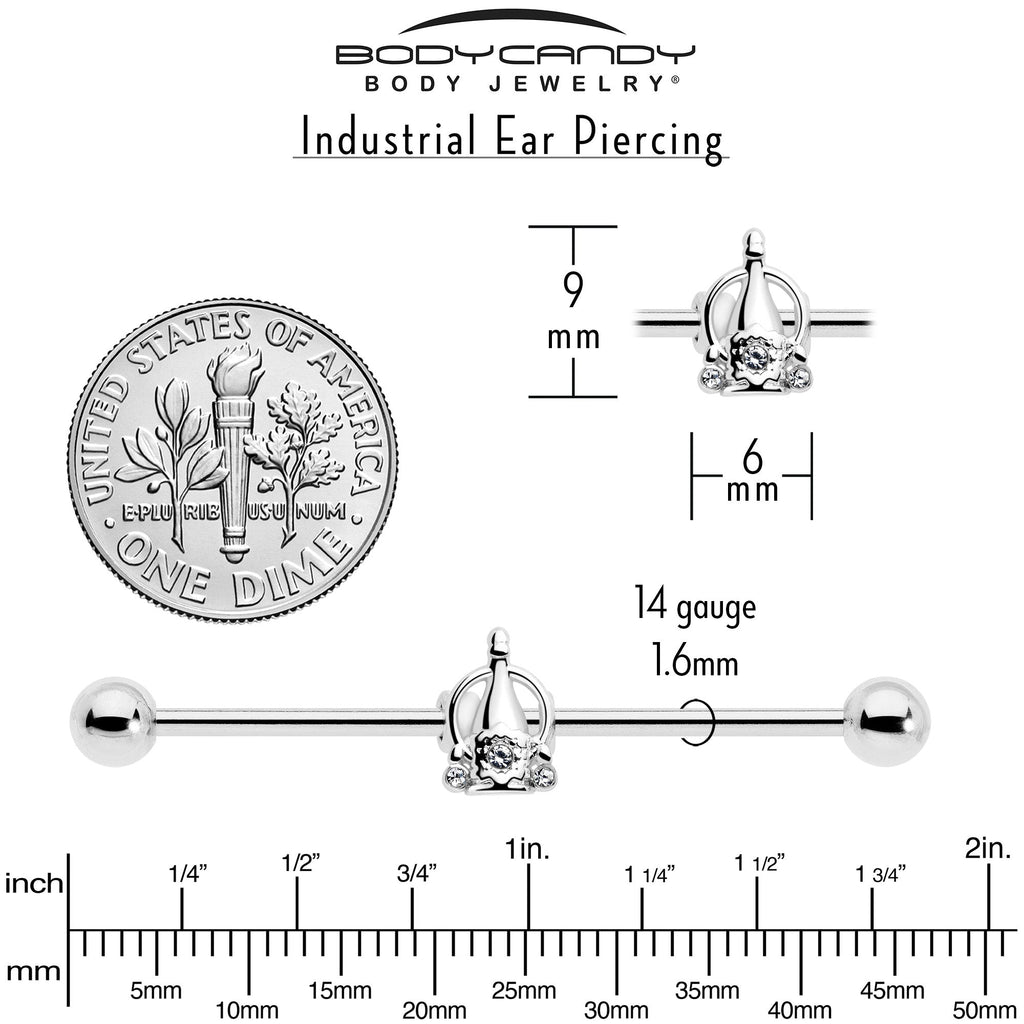 BodyCandy 14G Clear Gem Champagne Dreams Industrial Barbell 38mm — back view