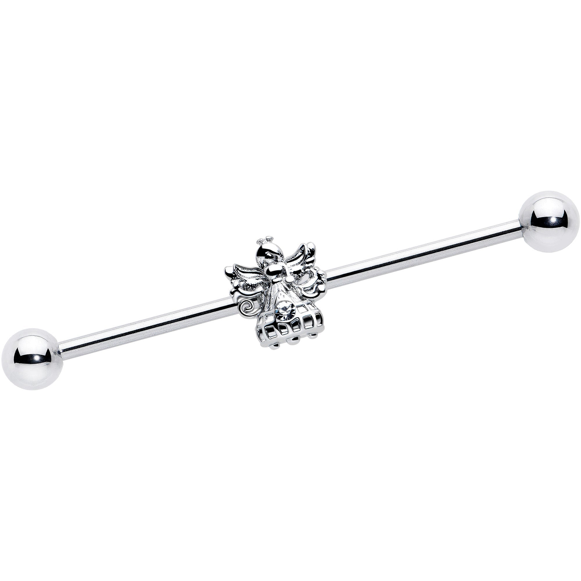 BodyCandy 14G Clear CZ Gem Fabulous Angel Industrial Barbell 38mm — main product shot