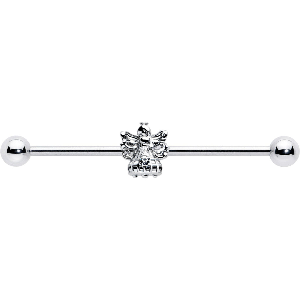 BodyCandy 14G Clear CZ Gem Fabulous Angel Industrial Barbell 38mm — lifestyle context