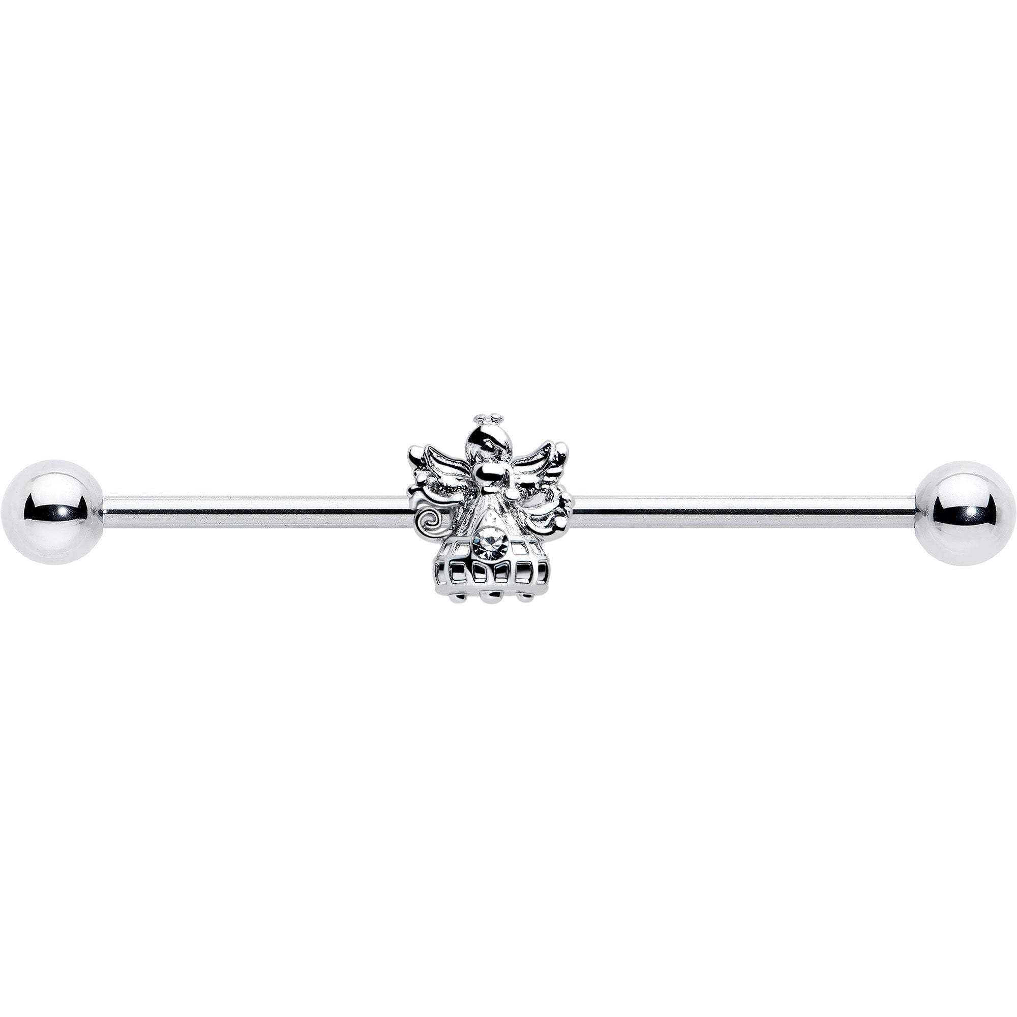 BodyCandy 14G Clear CZ Gem Fabulous Angel Industrial Barbell 38mm — lifestyle context