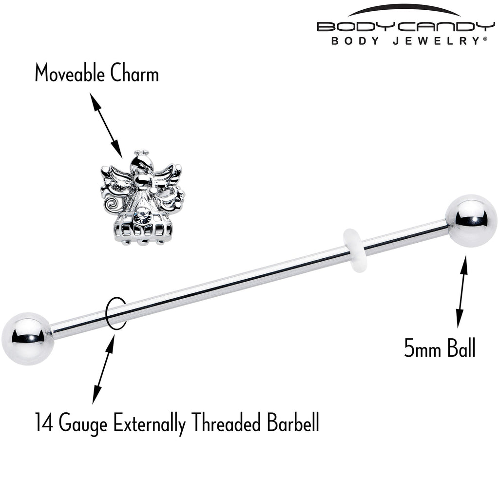 BodyCandy 14G Clear CZ Gem Fabulous Angel Industrial Barbell 38mm — side view