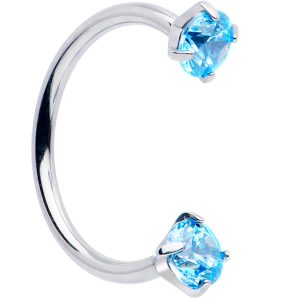 BodyCandy Double Gem Titanium Horseshoe Nose Ring -  Internally Threaded Solid Titanium CZ Horseshoe Nose Hoop — back view