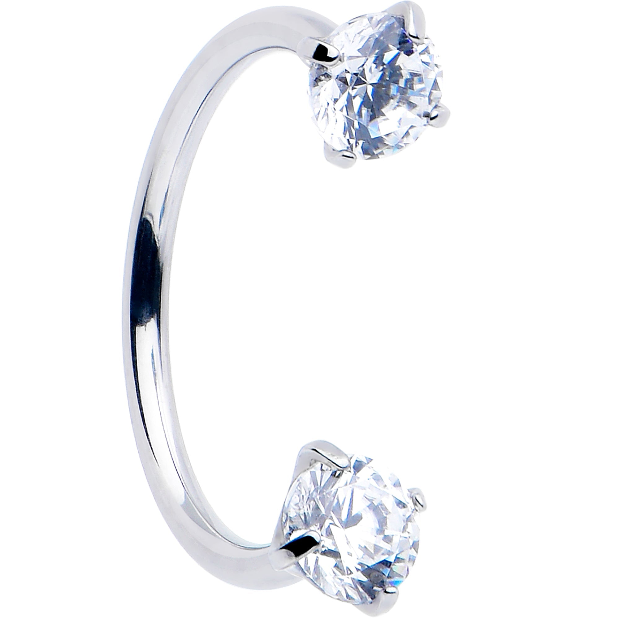 BodyCandy Double Gem Titanium Horseshoe Nose Ring -  Internally Threaded Solid Titanium CZ Horseshoe Nose Hoop — feature high