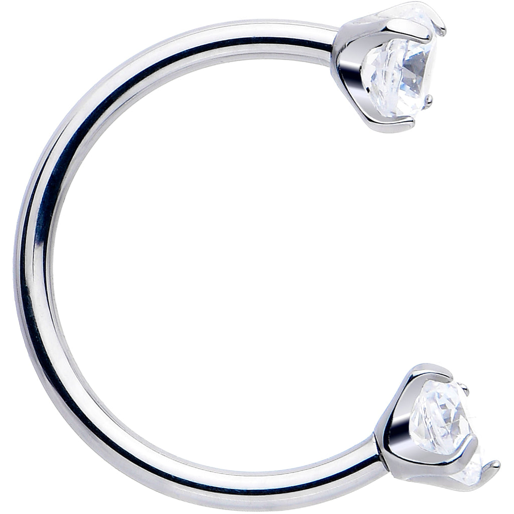 BodyCandy Double Gem Titanium Horseshoe Nose Ring -  Internally Threaded Solid Titanium CZ Horseshoe Nose Hoop — product on m