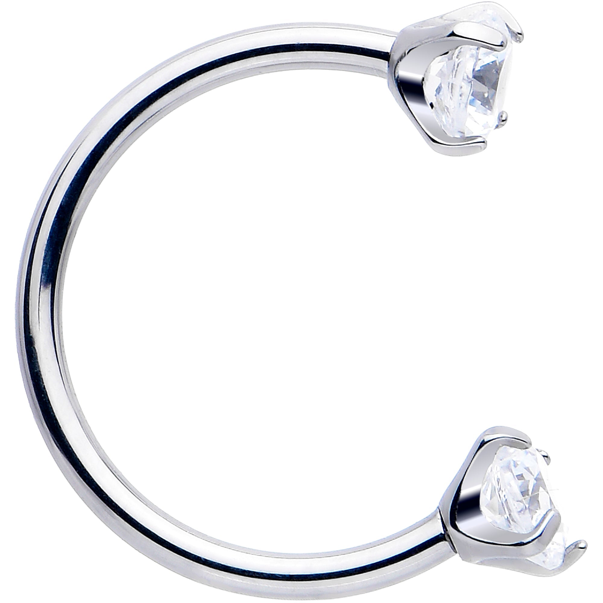 BodyCandy Double Gem Titanium Horseshoe Nose Ring -  Internally Threaded Solid Titanium CZ Horseshoe Nose Hoop — product on m