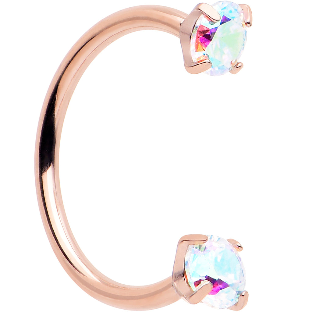 BodyCandy Double Gem Titanium Horseshoe Nose Ring -  Internally Threaded Solid Titanium CZ Horseshoe Nose Hoop — alternative 
