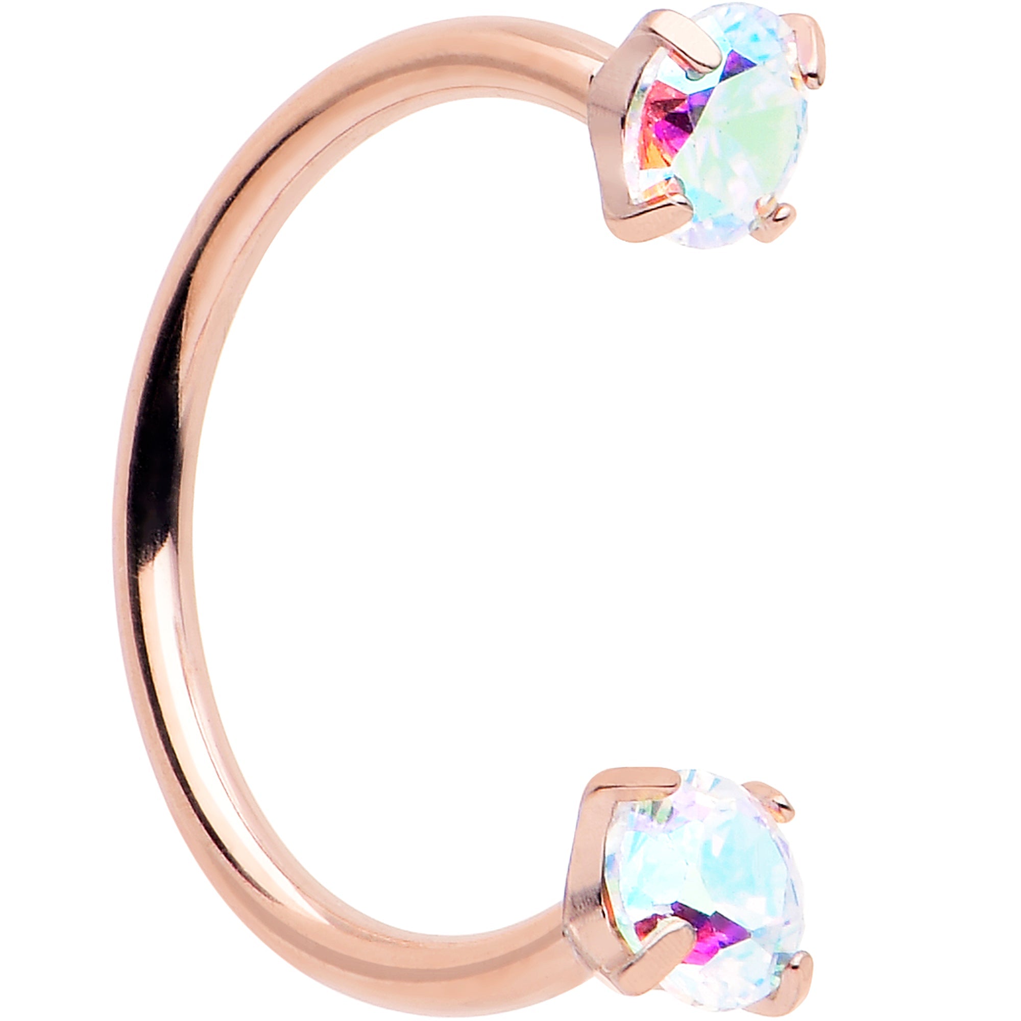 BodyCandy Double Gem Titanium Horseshoe Nose Ring -  Internally Threaded Solid Titanium CZ Horseshoe Nose Hoop — alternative 