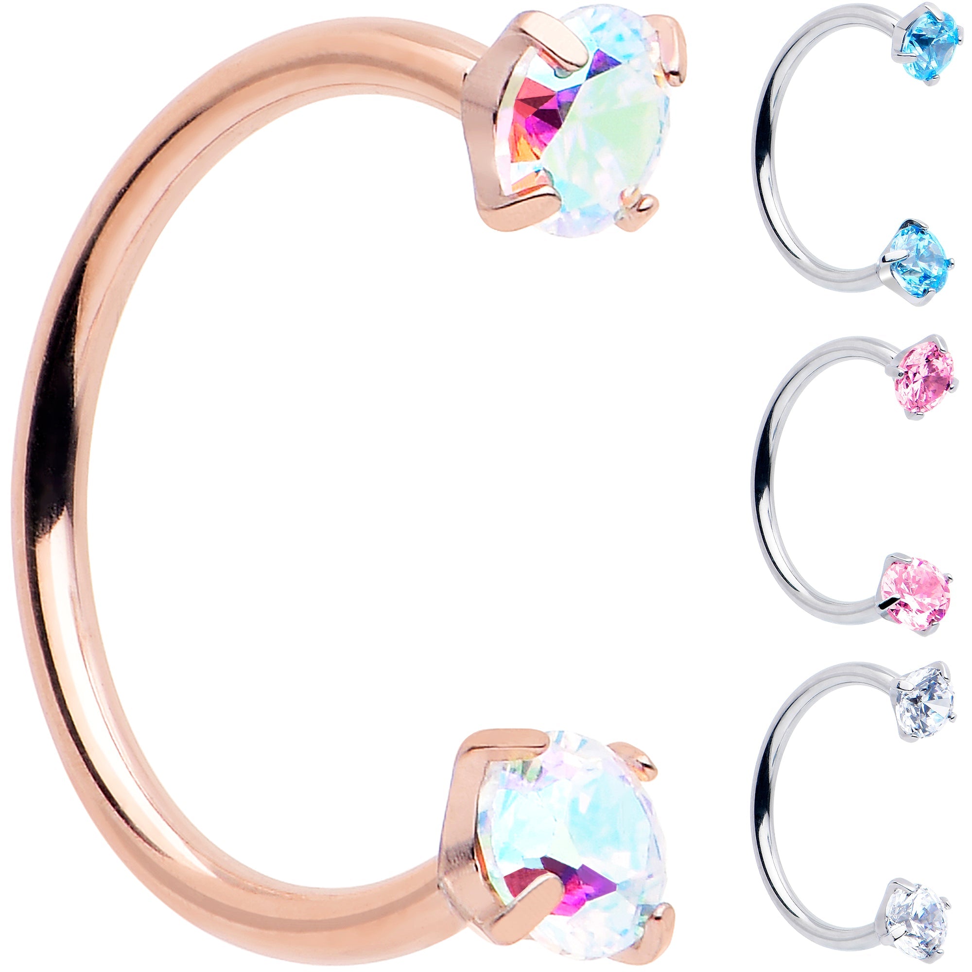 BodyCandy Double Gem Horseshoe Nose Ring Kit with Ball Grabber — product on model