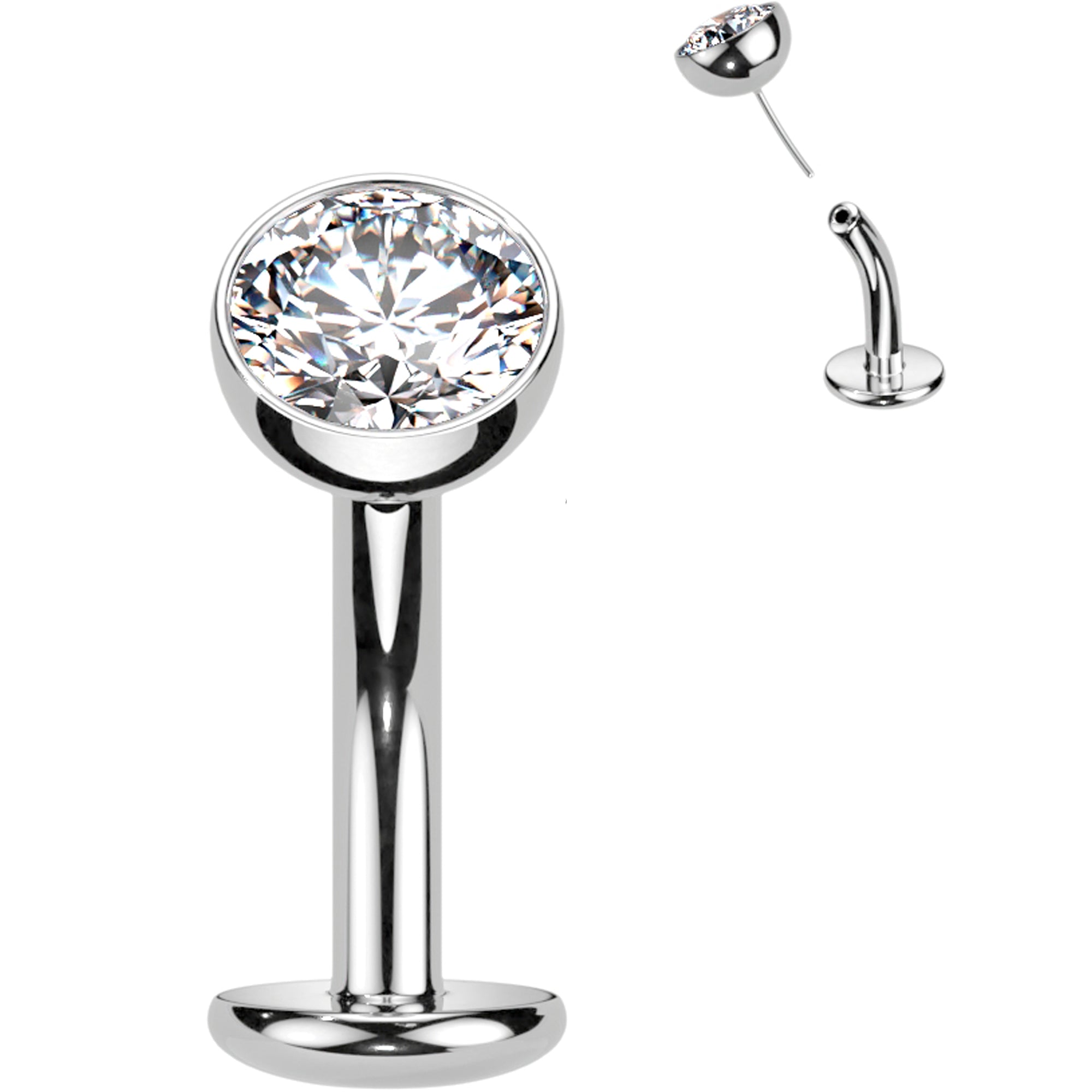 BodyCandy CZ Bezel Gem Titanium Threadless Floating Belly Ring — comparison shot