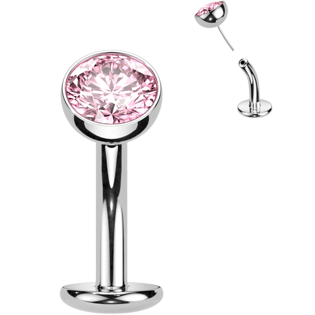 BodyCandy CZ Bezel Gem Titanium Threadless Floating Belly Ring — feature highlight