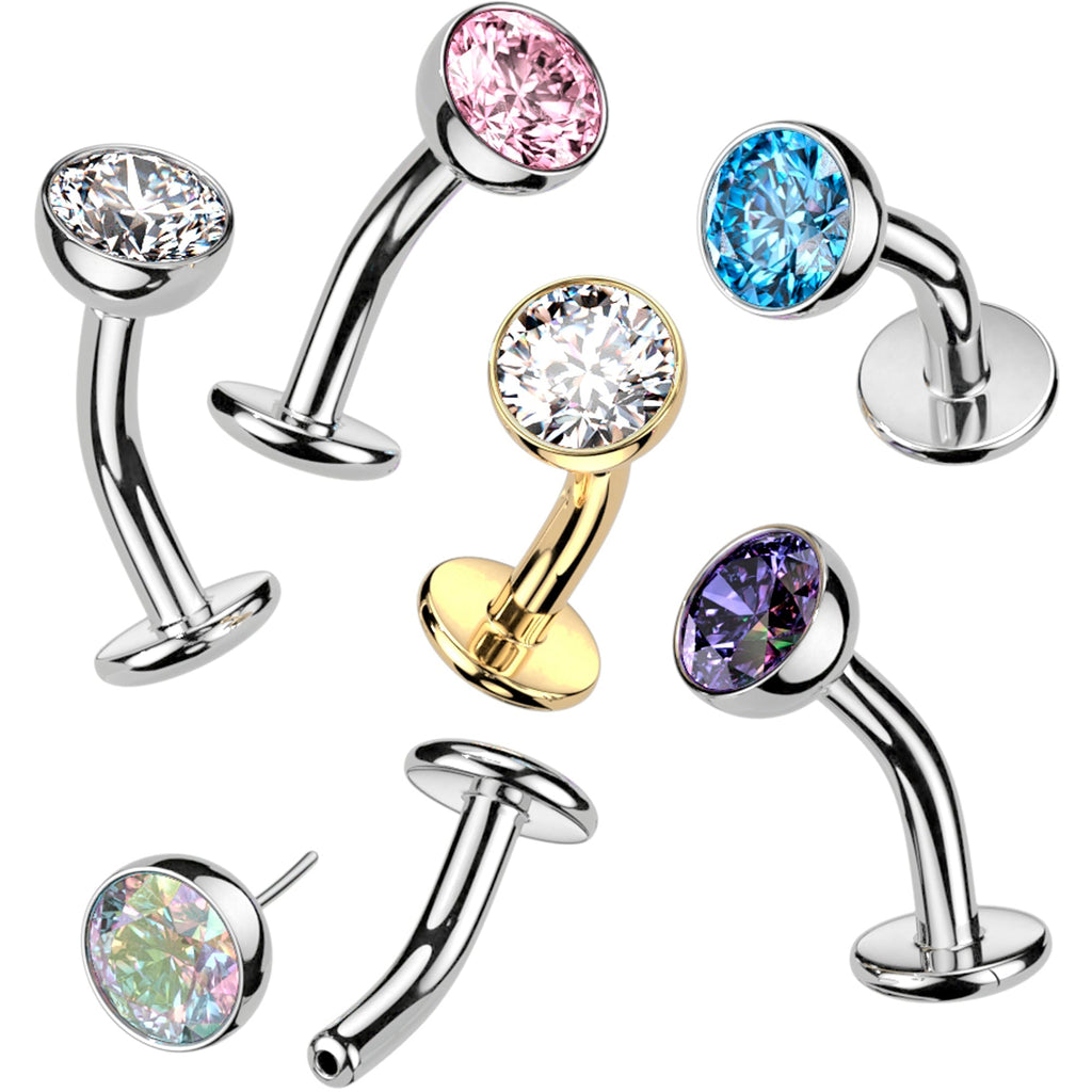 BodyCandy CZ Bezel Gem Titanium Threadless Floating Belly Ring — main product shot