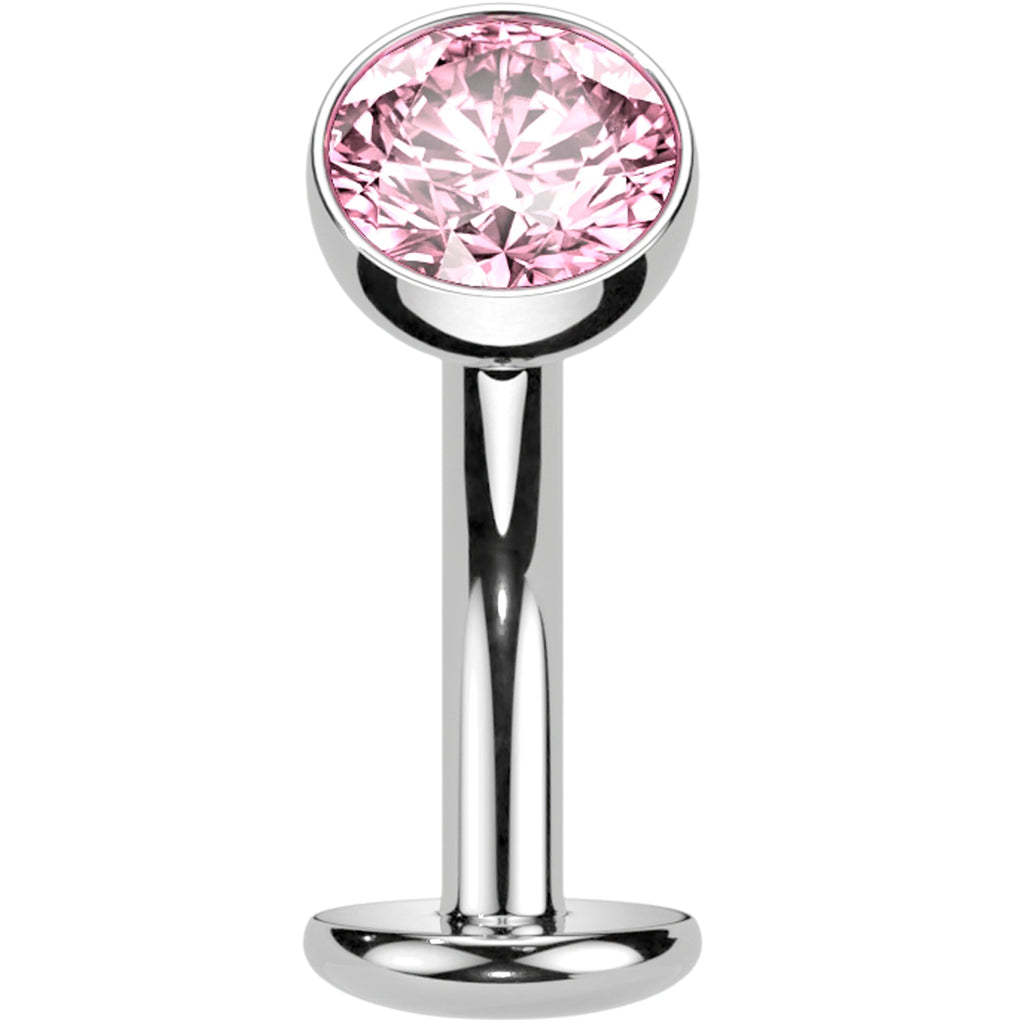 BodyCandy CZ Bezel Gem Titanium Threadless Floating Belly Ring — in-use photo