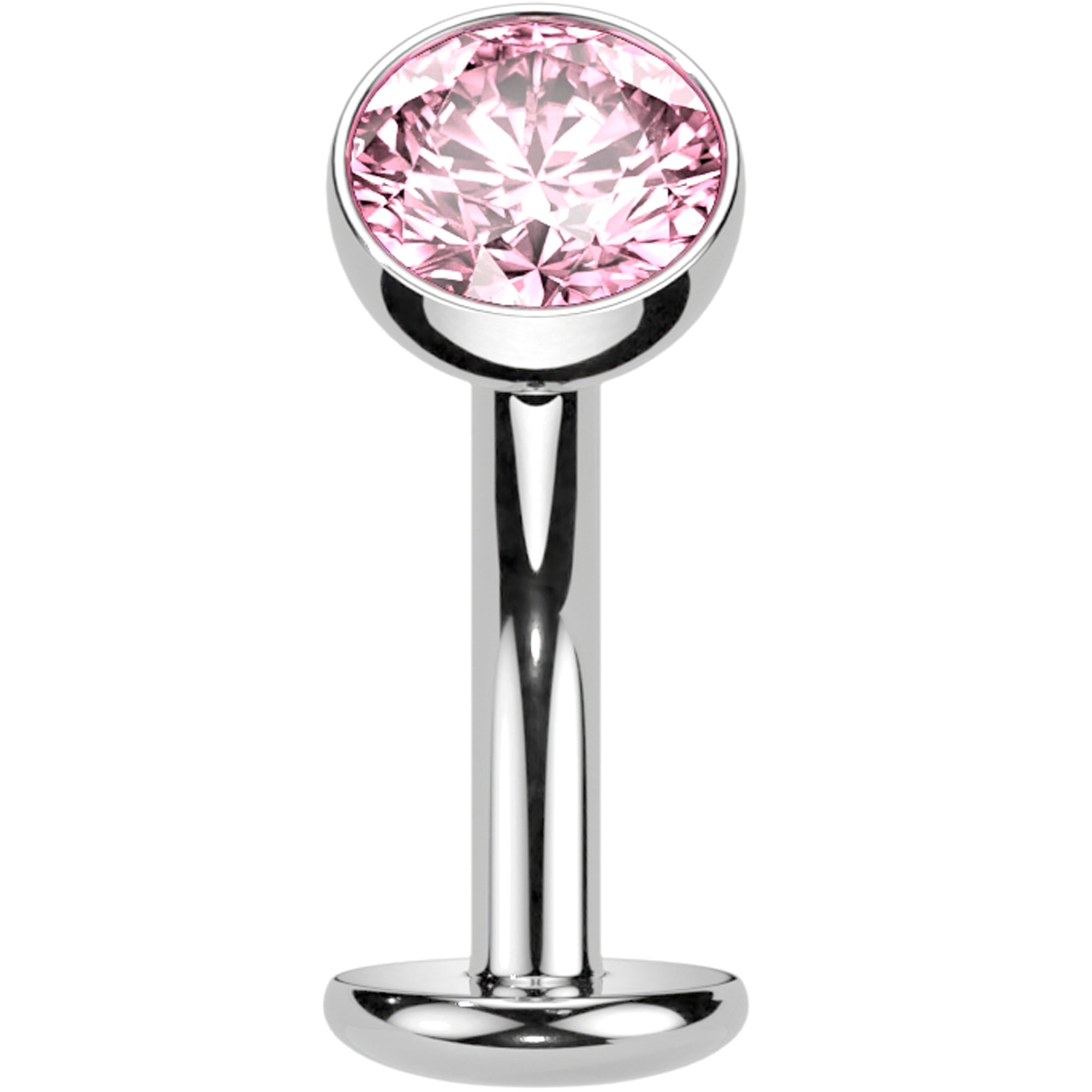 BodyCandy CZ Bezel Gem Titanium Threadless Floating Belly Ring — in-use photo