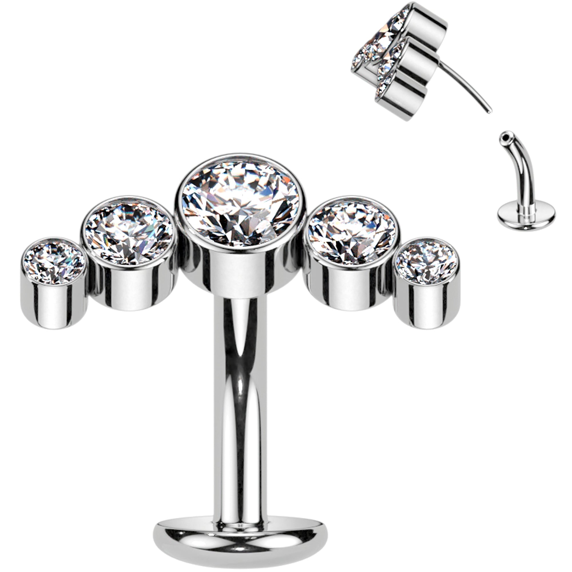 BodyCandy Cubic Zirconia Gem Titanium Curve Threadless Floating Belly Ring — comparison shot