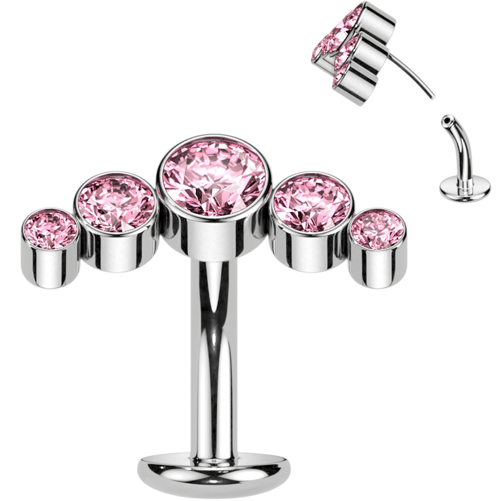 BodyCandy Cubic Zirconia Gem Titanium Curve Threadless Floating Belly Ring — feature highlight