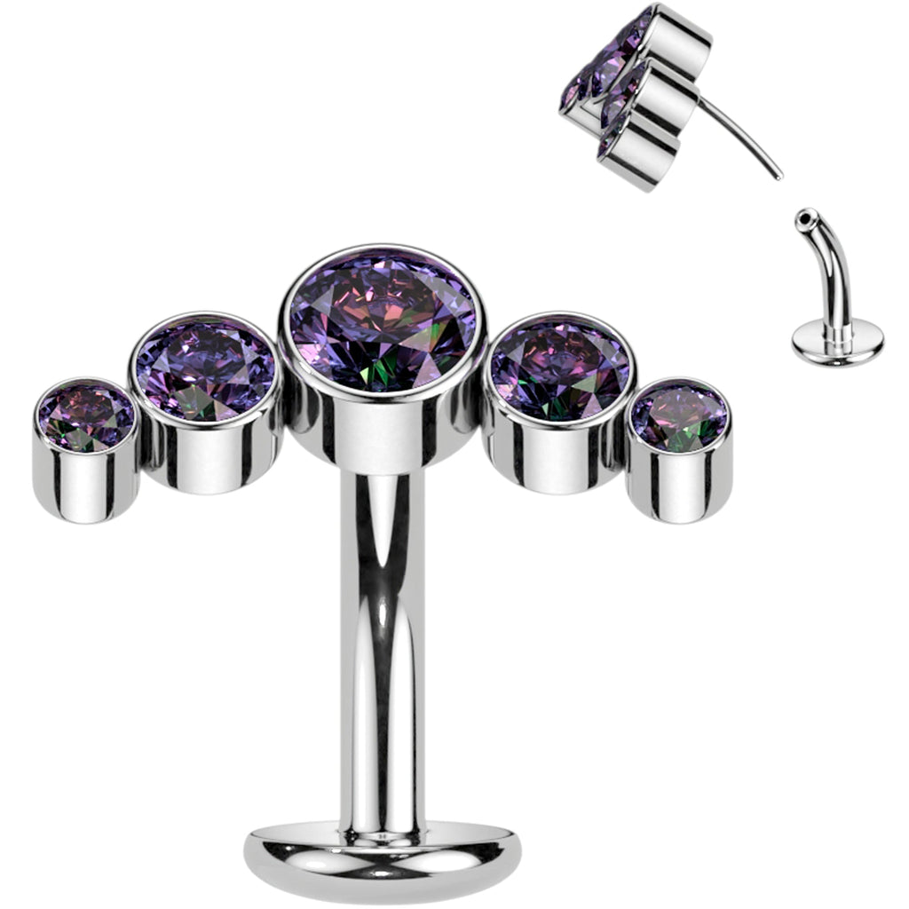 BodyCandy Cubic Zirconia Gem Titanium Curve Threadless Floating Belly Ring — product on model