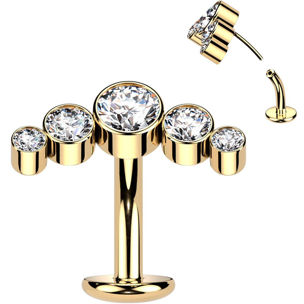 BodyCandy Cubic Zirconia Gem Titanium Curve Threadless Floating Belly Ring — side view