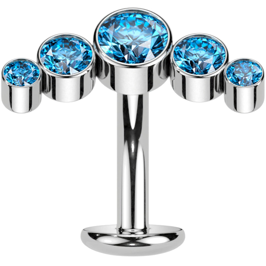 BodyCandy Cubic Zirconia Gem Titanium Curve Threadless Floating Belly Ring — back view