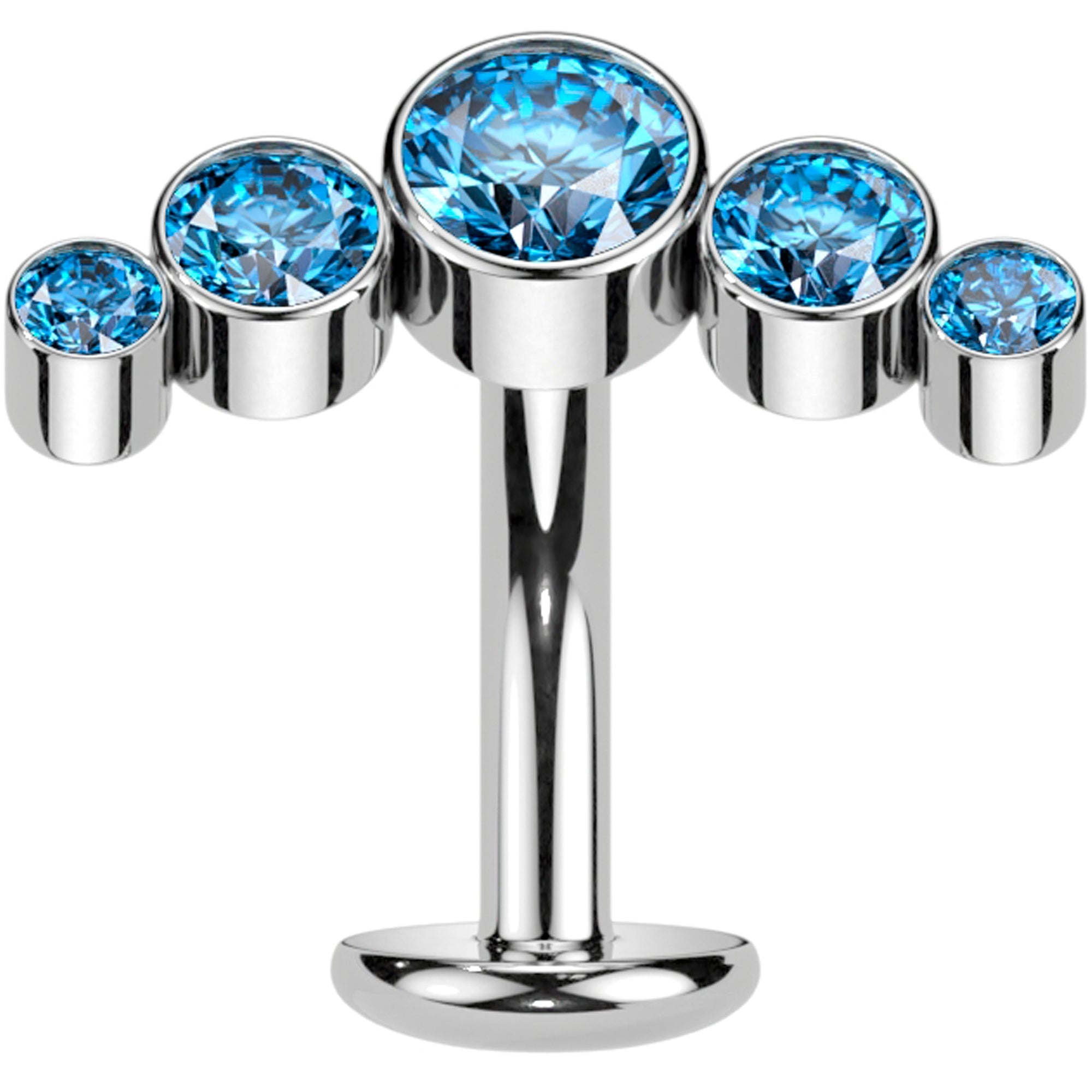 BodyCandy Cubic Zirconia Gem Titanium Curve Threadless Floating Belly Ring — back view