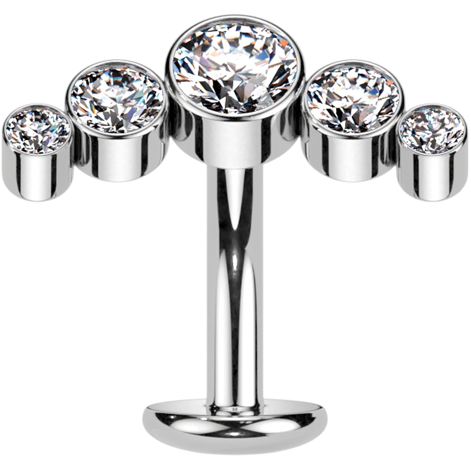 BodyCandy Cubic Zirconia Gem Titanium Curve Threadless Floating Belly Ring — alternative angle