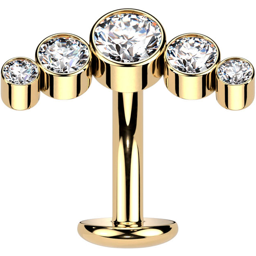 BodyCandy Cubic Zirconia Gem Titanium Curve Threadless Floating Belly Ring — in-use photo
